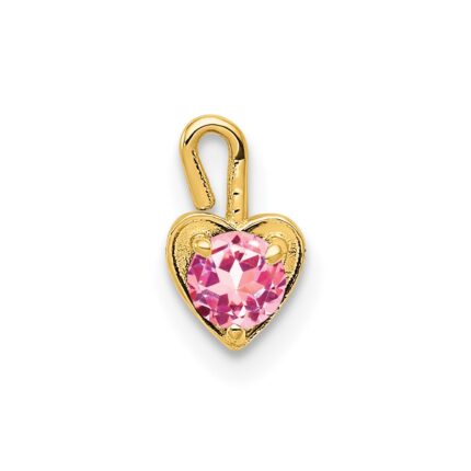 14ky October Synthetic Birthstone Heart Charm