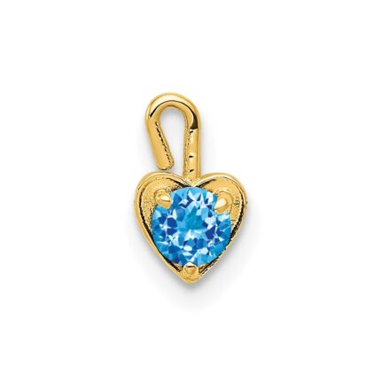 14ky December Synthetic Birthstone Heart Charm