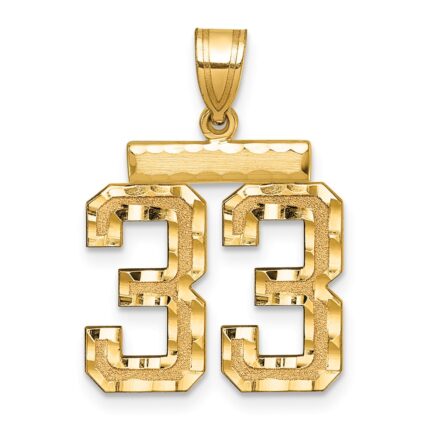 14k Medium Diamond-cut Number 33 Charm