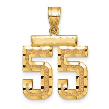 14k Medium Diamond-cut Number 55 Charm