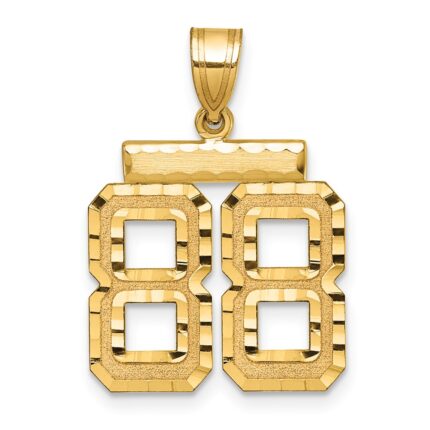 14k Medium Diamond-cut Number 88 Charm