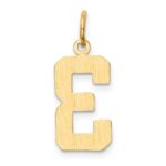 14k Medium Polished Number 3 Charm - Image 3