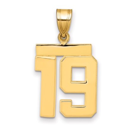 14k Medium Polished Number 19 Charm