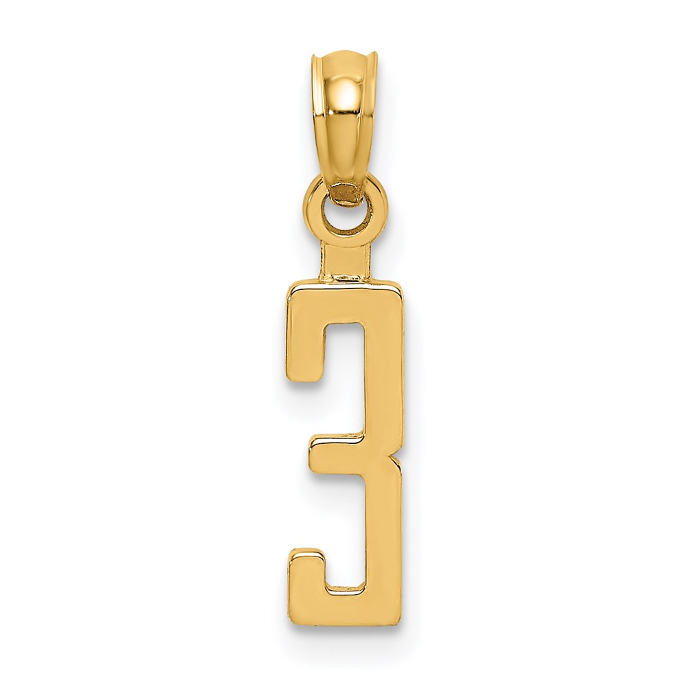 NU03.jpg 14k Polished Number 3 Pendant - Image 1