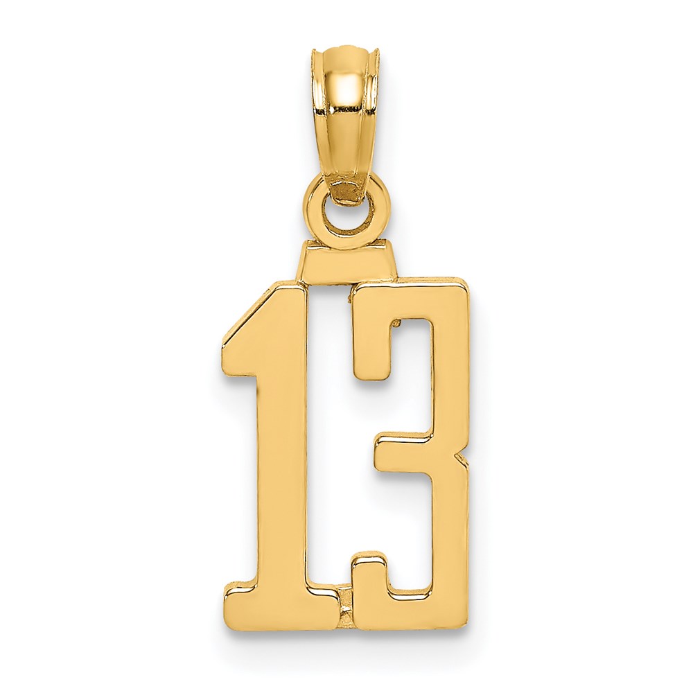 NU13.jpg 14k Polished Number 13 Pendant - Image 1