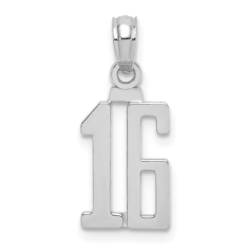 NU16W.jpg 14kw Polished Number 16 Pendant - Image 1