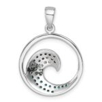 Sterling Silver Rhodium-Plated Polished CZ Wave Pendant - Image 3