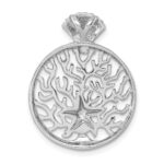 Sterling Silver Rhodium-plated Polished Starfish and Scallop Shell Reef Pendant - Image 3