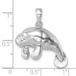 Sterling Silver Rhodium-Plated Medium Manatee Pendant - Image 5