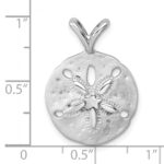 Sterling Silver Rhodium-Plated Polished and Brushed Sand Dollar Pendant - Image 5