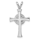 Sterling Silver Rhodium-Plated Polished and Brushed Sand Dollar Cross Pendant - Image 3