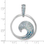Sterling Silver Rhodium-Plated Polished CZ Wave Pendant - Image 5