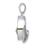 Sterling Silver Rhodium-Plated Polished & Antiqued Crystal Mermaid Tail Pendant - Image 2