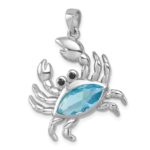 Sterling Silver Rhodium-plated Polished CZ Crab Pendant - Image 4
