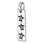 Sterling Silver Rhodium-Plated Antiqued Swimming Turtles Rectangle Pendant - Image 4