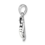 Sterling Silver Rhodium-plated Polished Enamel Penguin Pendant - Image 2