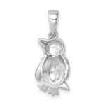 Sterling Silver Rhodium-plated Polished Enamel Penguin Pendant - Image 3