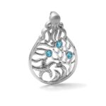 Sterling Silver Rhodium-plated Polished Octopus and Starfish Sea Life Scene Pendant - Image 6
