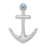 Sterling Silver Rhodium-Plated Polished Crystal Anchor Chain Slide