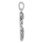 Sterling Silver Rhodium-Plated Antiqued Mermaid Pendant - Image 2