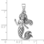 Sterling Silver Rhodium-Plated Antiqued Mermaid Pendant - Image 5