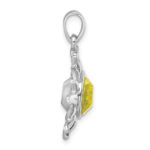 Sterling Silver Rhodium-Plated Polished Yellow Crystal Sun Pendant - Image 2