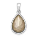 Sterling Silver Rhodium-Plated Polished Crystal Wave Tear Drop Pendant - Image 3