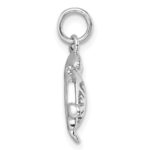 Sterling Silver Rhodium-Plated Tiny Turtle with Flower Back Pendant - Image 2