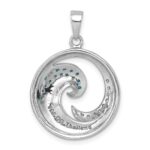 Sterling Silver Rhodium-Plated Polished CZ Wave Pendant - Image 3