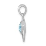 Sterling Silver Rhodium-plated Polished Crystal Angel Fish Pendant - Image 2