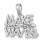 Sterling Silver Rhodium-Plated Polished 'Make Waves' with Crystal Pendant - Image 4