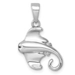 Sterling Silver Rhodium-plated Polished Cownose Stingray Pendant - Image 3