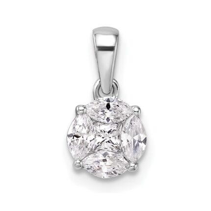 14k White Gold 1/2 carat Lab Grown Diamond VS/SI+ G+ Round and Marquise Pendant