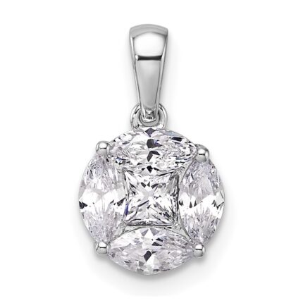 14k White Gold 1 carat Lab Grown Diamond VS/SI+ G+ Round and Marquise Pendant