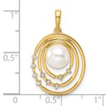 14K Polished 1/15 carat Diamond and White Freshwater Cultured Pearl Ovals Pendant - Image 4