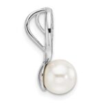 14K White Gold Polished 1/15 carat Diamond and White Freshwater Cultured Pearl Chain Slide - Image 2