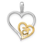 14K Two-tone Polished 1/20 carat Diamond Quinceanera 15 Heart Pendant - Image 3