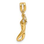 14K Polished 1/20 carat Diamond Wavy Oval Dangle Pendant - Image 2