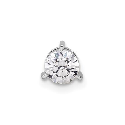 14k White Gold 1/2 carat Lab Grown Diamond VS/SI+ G+ Round Complete Three Prong Chain Slide Pendant