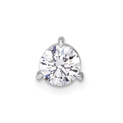 14k White Gold 3/4 carat Lab Grown Diamond VS/SI+ G+ Round Complete Three Prong Chain Slide Pendant