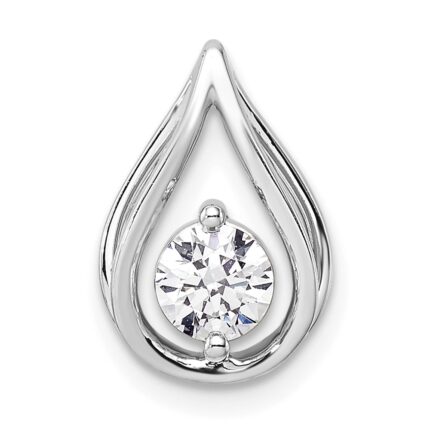 14k White Gold 1/2 carat Lab Grown Diamond VS/SI+ G+ Complete Teardrop Chain Slide Pendant