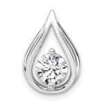 14k White Gold 3/4 carat Lab Grown Diamond VS/SI+ G+ Complete Teardrop Chain Slide Pendant