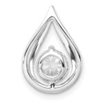 14k White Gold 3/4 carat Lab Grown Diamond VS/SI+ G+ Complete Teardrop Chain Slide Pendant - Image 3