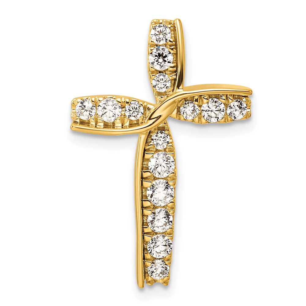 PM10259-058-YAA.jpg 14k 1/2 carat Lab Grown Diamond VS/SI+ G+ Complete Cross Chain Slide Pendant - Image 1