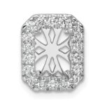 14k White Gold 1/2 carat Lab Grown Diamond VS/SI+ G+ Holds 2 carat Radiant Center Semi Mount Halo Chain Slide Pendant