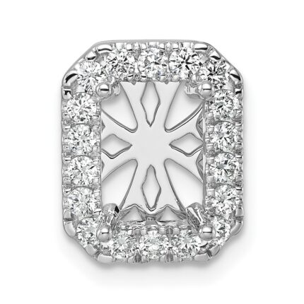 14k White Gold 1/2 carat Lab Grown Diamond VS/SI+ G+ Holds 2 carat Radiant Center Semi Mount Halo Chain Slide Pendant