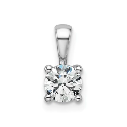 14k White Gold 1/2 carat Lab Grown Diamond VS+ F+ Round Complete Four Prong Pendant