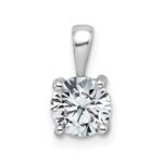 14k White Gold 1 carat Certified Lab Grown Diamond VS+ F+ Round Complete Four Prong Pendant