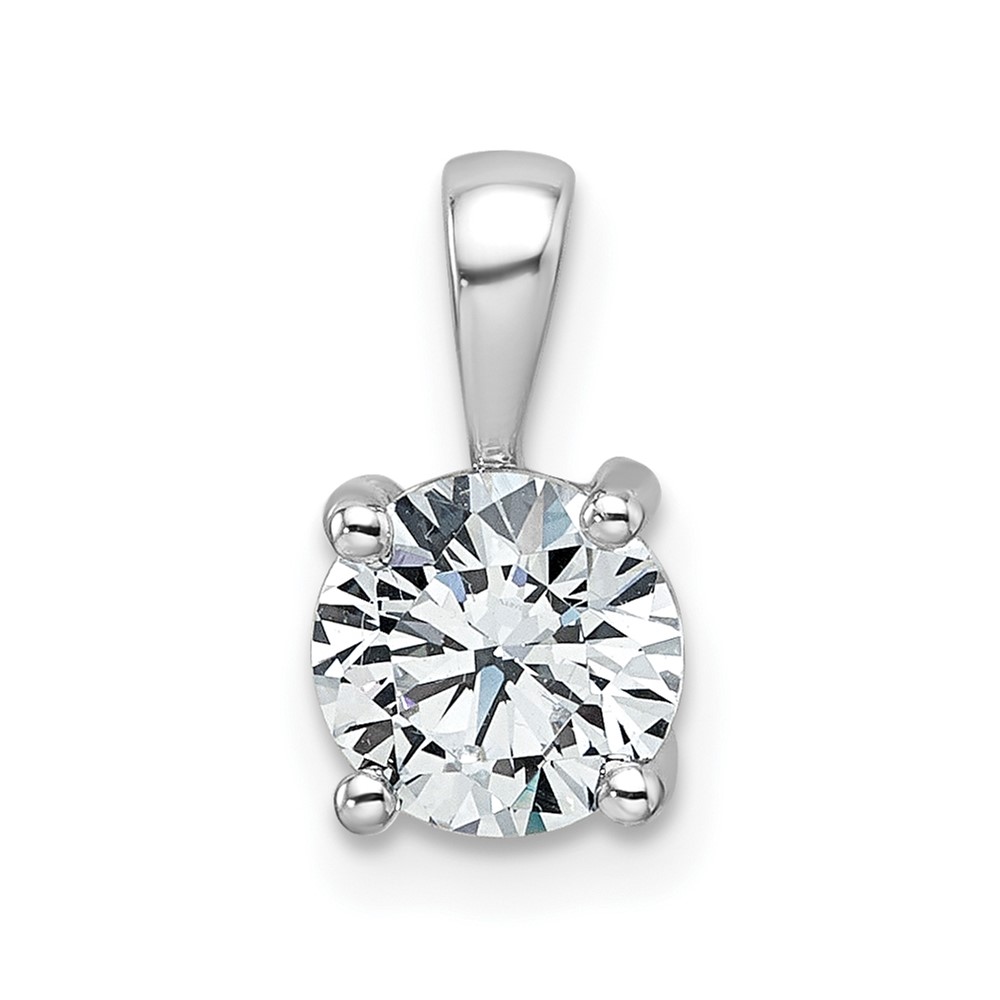 PM10290-100-WAA.jpg 14k White Gold 1 carat Certified Lab Grown Diamond VS+ F+ Round Complete Four Prong Pendant - Image 1
