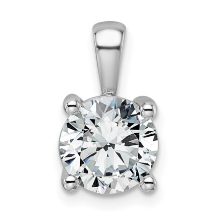14k White Gold 2 carat Lab Grown Diamond VS+ F+ Round Complete Four Prong Pendant
